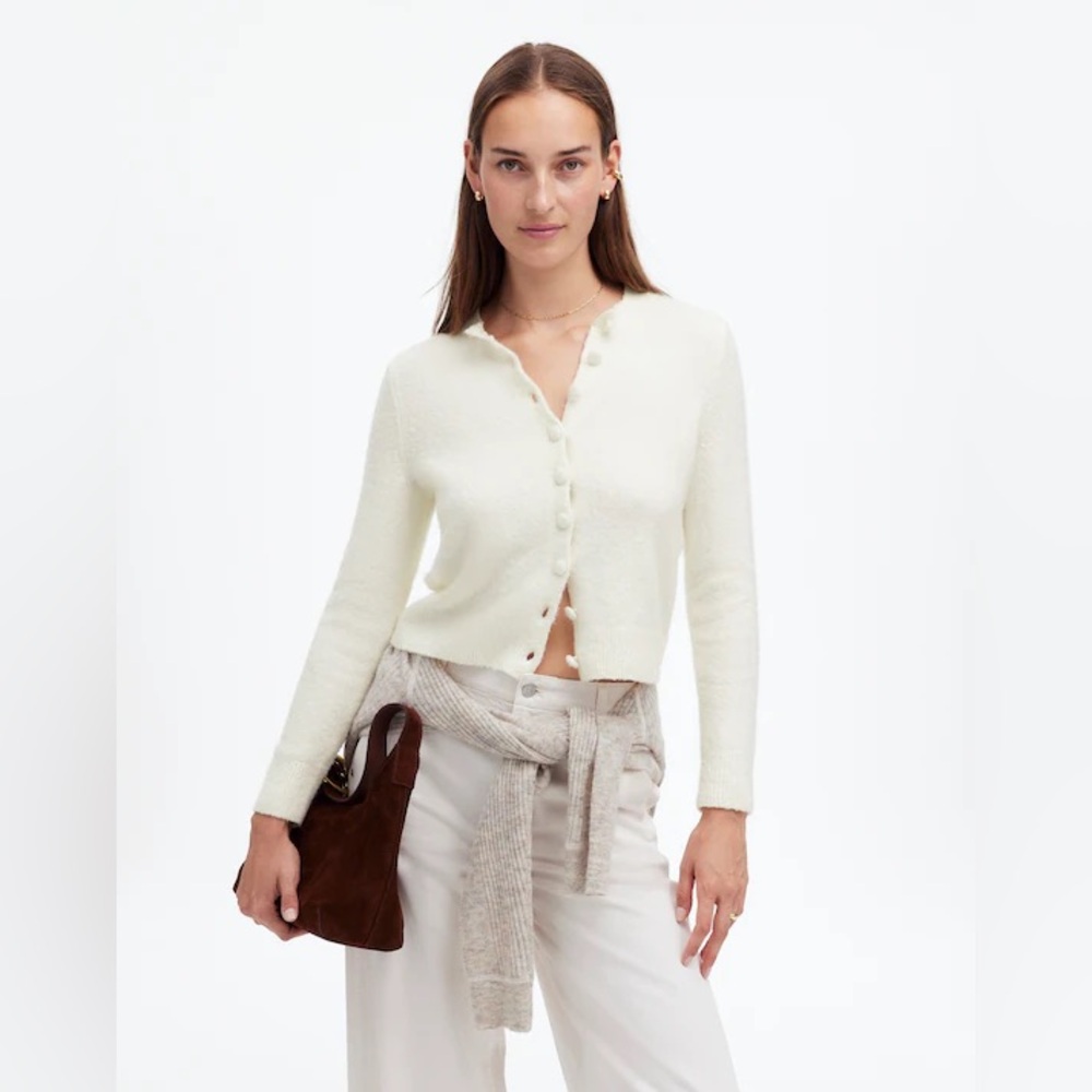 Madewell Cotton-Blend Cardigan in Winter White